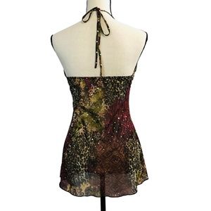 FANG Tops - Fang Brown % Burgundy Sequin Halter Top FANG Tops - Fang Brown % Burgundy Sequin Halter Top